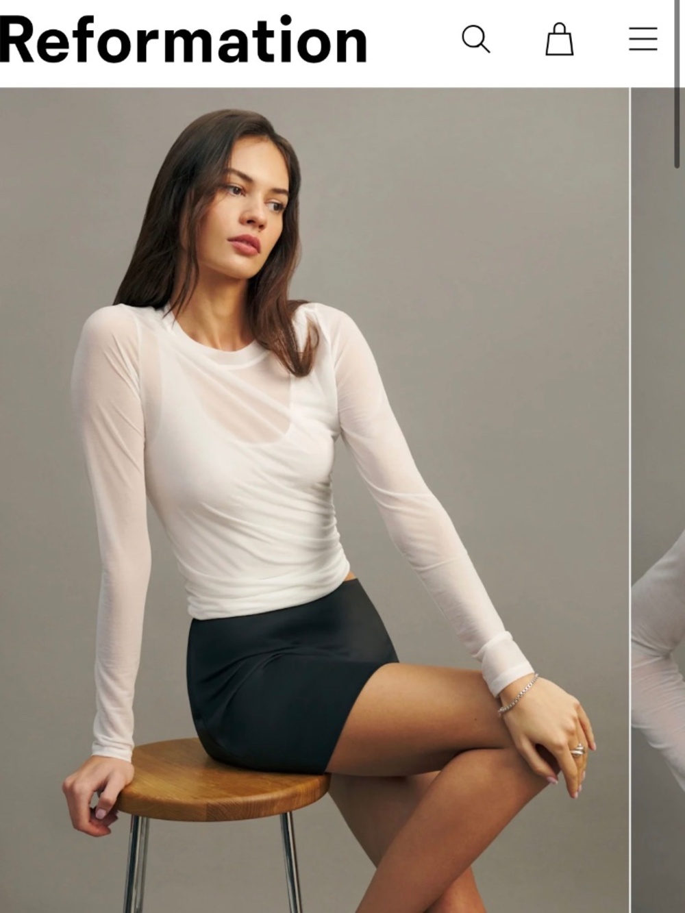Reformation Seline Knit Top in Ivory / White Size XS